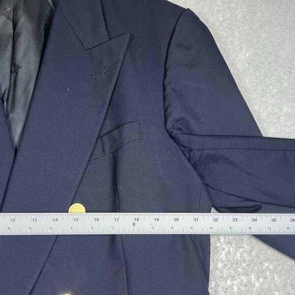 Vintage Burberrys’ Navy Blazer Pure Wool Gold Branded Buttons Jacket Mens Sz 46 - Picture 7 of 15